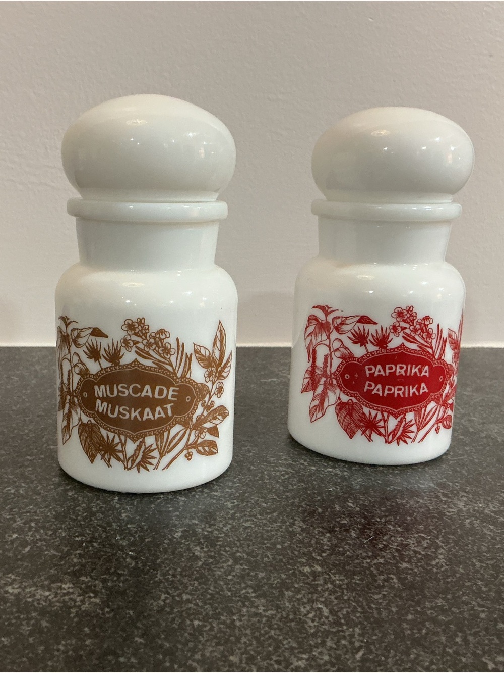 Milk Glass Spice Jars (Set of 2)